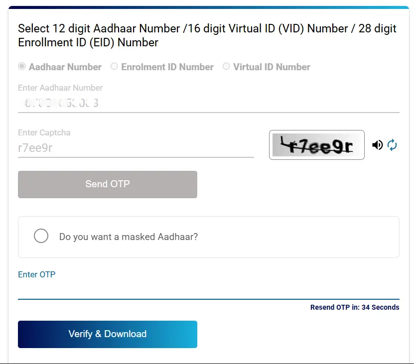 Visit MyAadhaar portal screenshot
